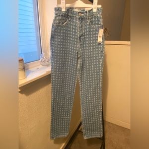 Pacsun dad jean. Washed blue. Cross stitch detail. Size 22